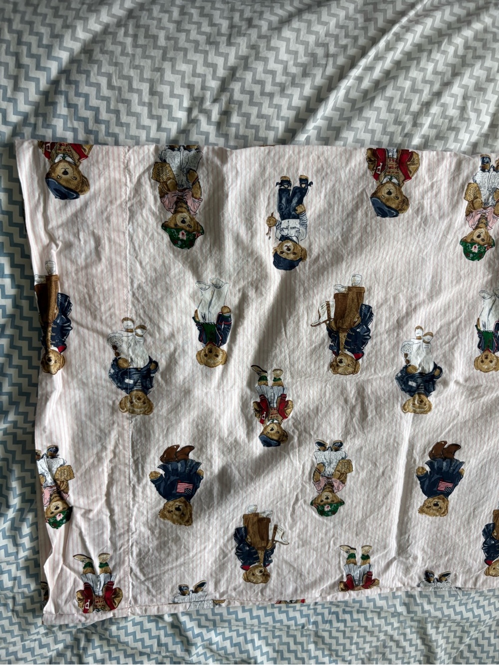 POLO RALPH LAUREN 1 Polo Bear Standard Pillowcase Pink Striped Girl Bear - Picture 5 of 10
